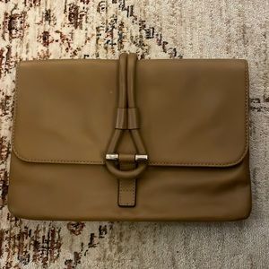 Tila March Brown Leather Romy Clutch